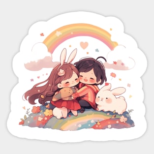 girl and boy Sticker